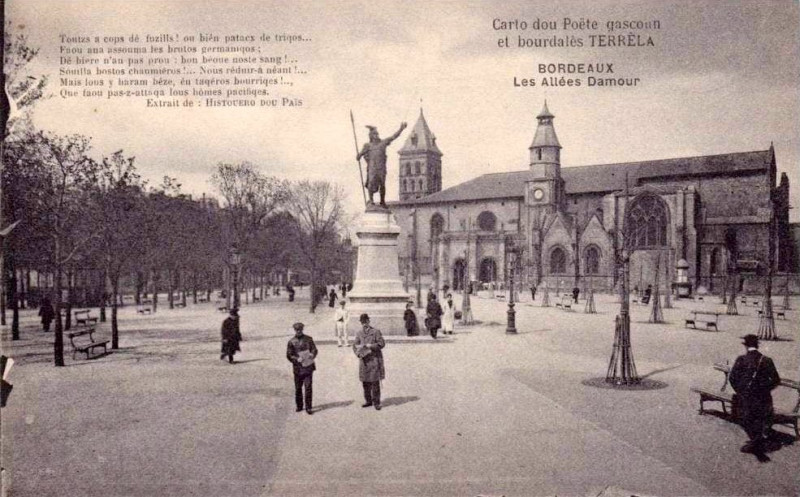 Carte postale ancienne Bordeaux - allées Damour 2