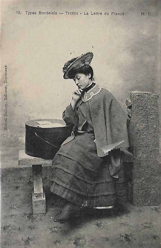 Carte postale ancienne Bordeaux - Types bordelais 18 - Trotin - la lettre du fiancé à Bordeaux