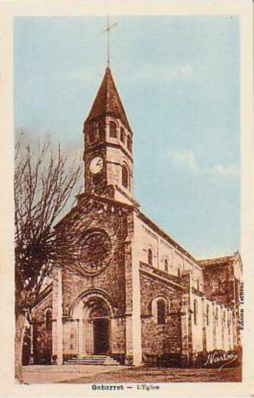 Carte postale ancienne Gabarret (Landes) - église 1