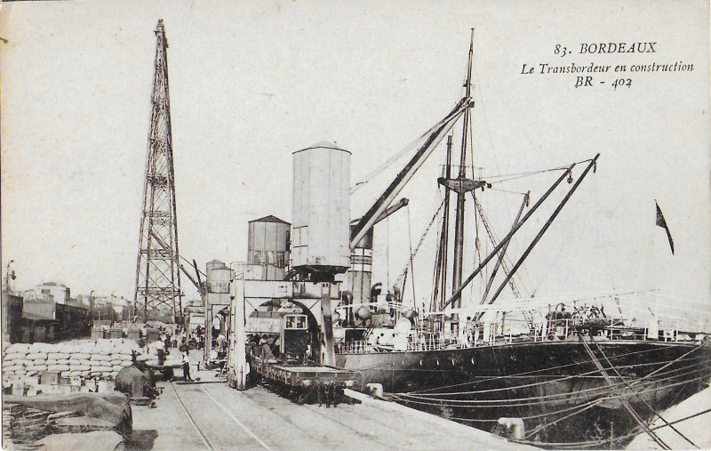 Carte postale ancienne Bordeaux - pont transbordeur en construction 5