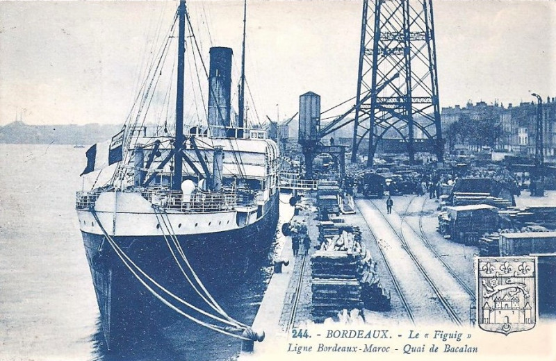 Carte postale ancienne Bordeaux - Quai de Bacalan - Le Figuig