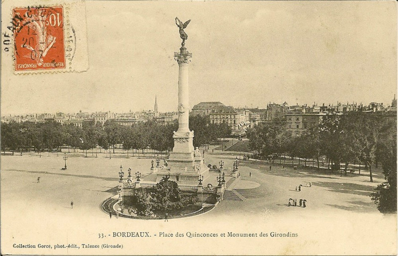 Carte postale ancienne Bordeaux monuments aux girondins 10 à Bordeaux