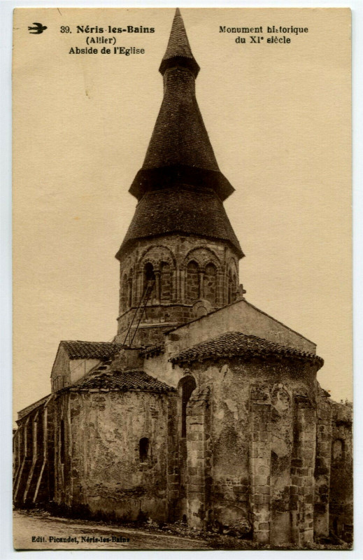 Carte postale ancienne Allier Néris-les-Bains Abside de l'Eglise à Néris-les-Bains