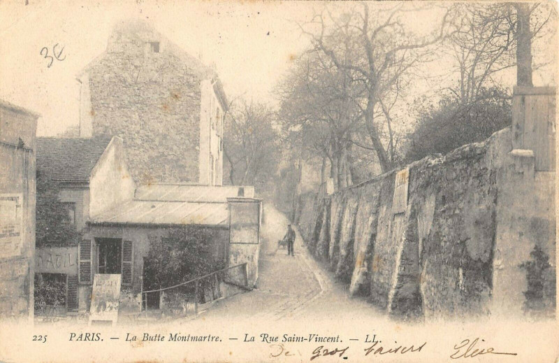 Carte postale ancienne La Butte Montmartre - La Rue Saint-Vincent à Paris 18e