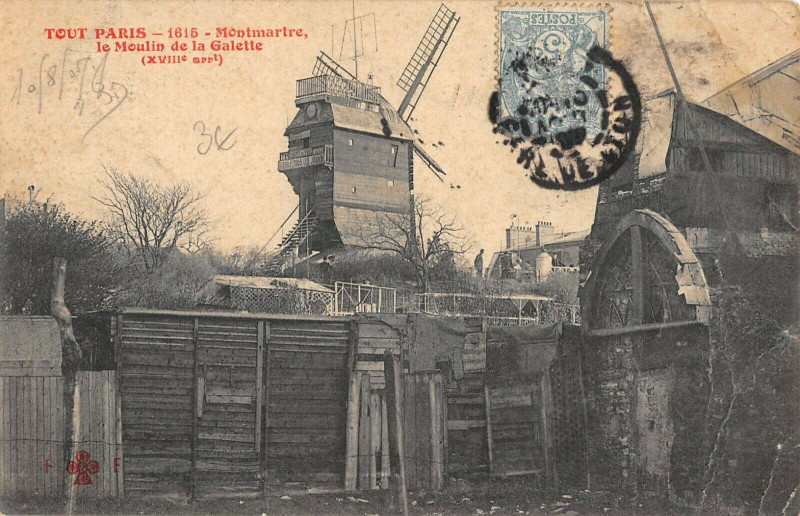Carte postale ancienne Montmartre, le Moulin de la Galette à Paris 18e