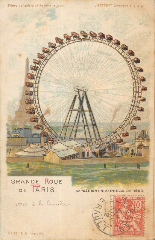 Carte postale ancienne Exposition Universelle de 1900 - Grande Roue de Paris à Paris 7e