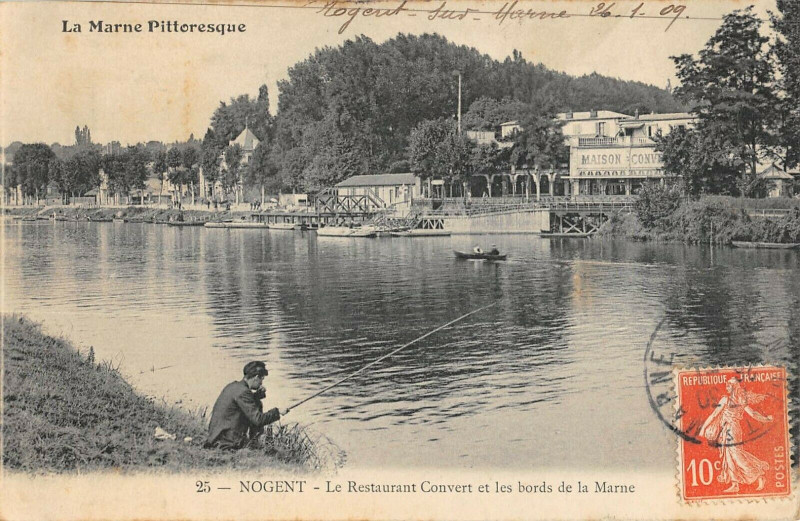 Carte postale ancienne Nogent Sur Marne Le Restaurant Convert Et Les Bords De La Marne à Nogent-sur-Marne