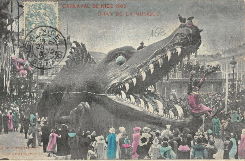 Carte postale ancienne Carnaval De Nice 1905 Char De La Musique à Nice
