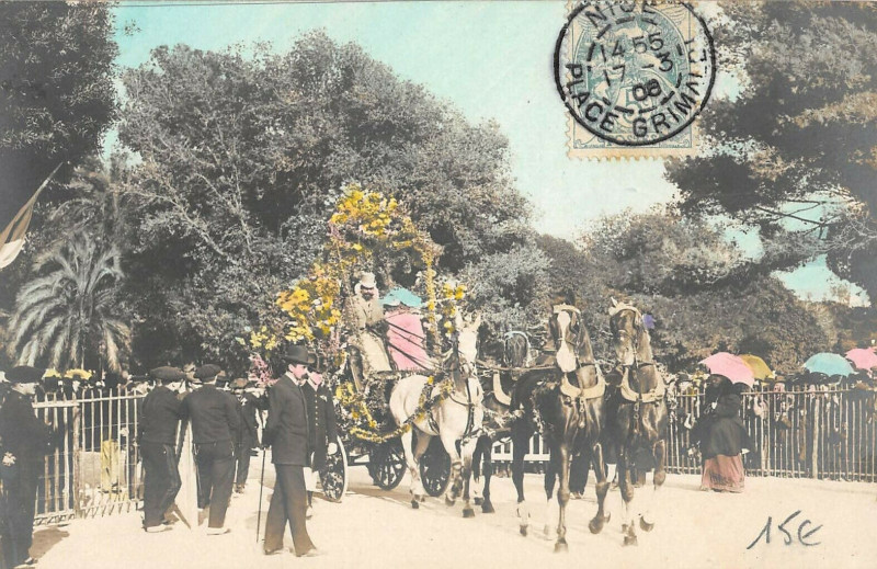 Carte postale ancienne Carnaval De Nice Bataille De Fleurs Carte Photo à Nice