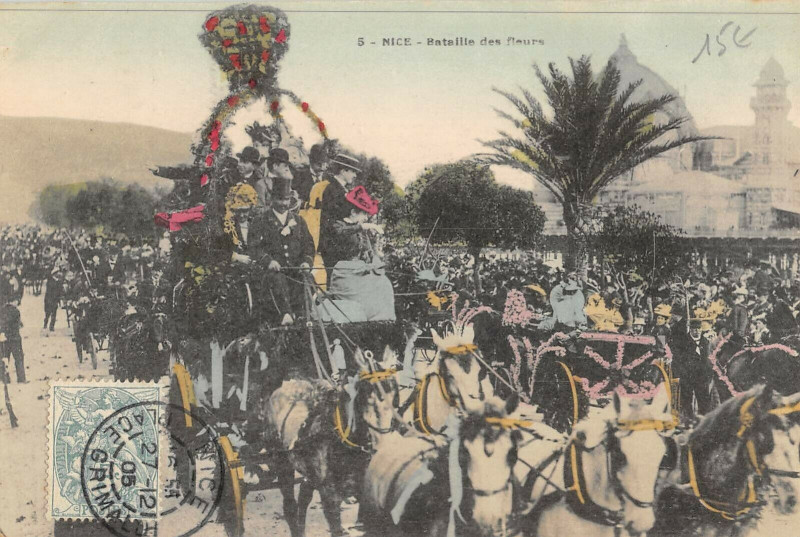 Carte postale ancienne Carnaval De Nice Bataille De Fleurs à Nice