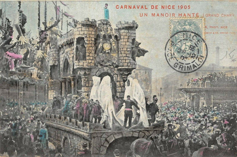 Carte postale ancienne Carnaval De Nice 1905 Un Manoir Hante à Nice