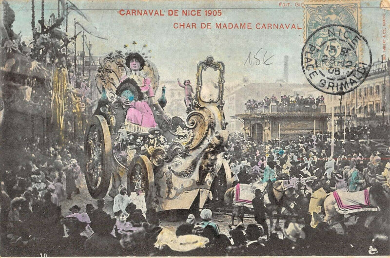 Carte postale ancienne Carnaval De Nice 1905 Char De Madame Carnaval à Nice