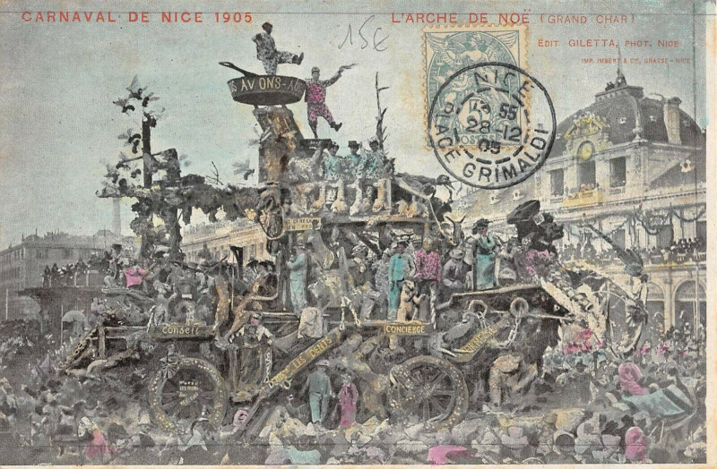 Carte postale ancienne Carnaval De Nice 1905 L'Arche De Noe à Nice