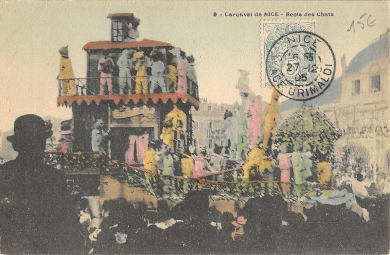 Carte postale ancienne Carnaval De Nice Ecole Des Chats à Nice