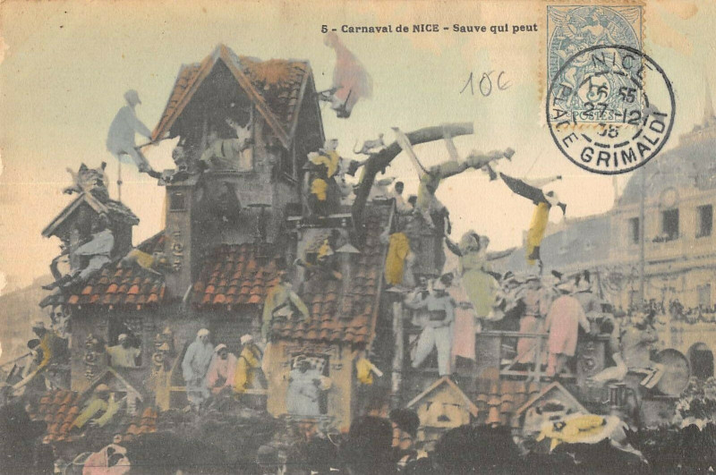 Carte postale ancienne Carnaval De Nice Sauve Qui Peut à Nice