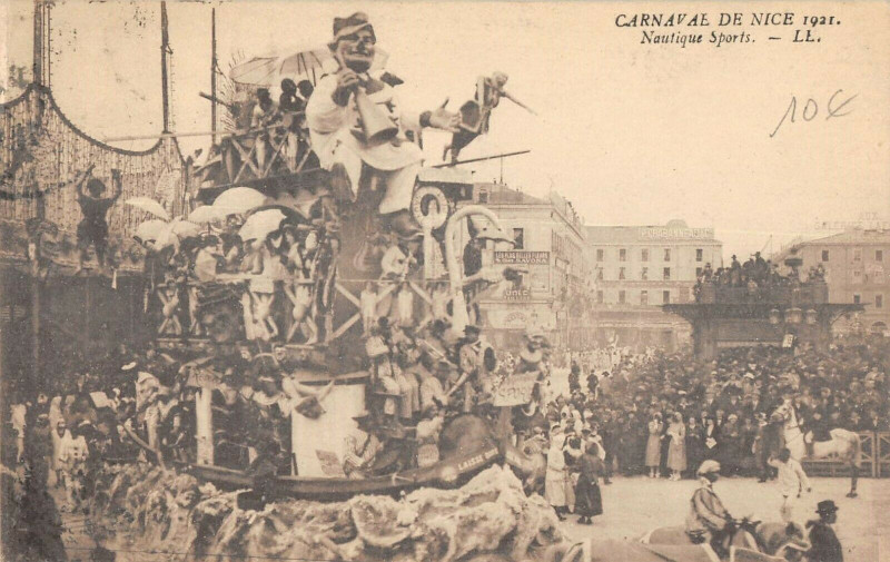 Carte postale ancienne Carnaval De Nice Nautique Sports 1921 à Nice