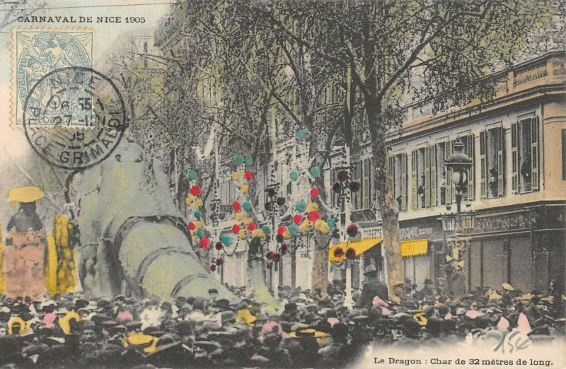 Carte postale ancienne Carnaval De Nice 1905 Le Dragon à Nice