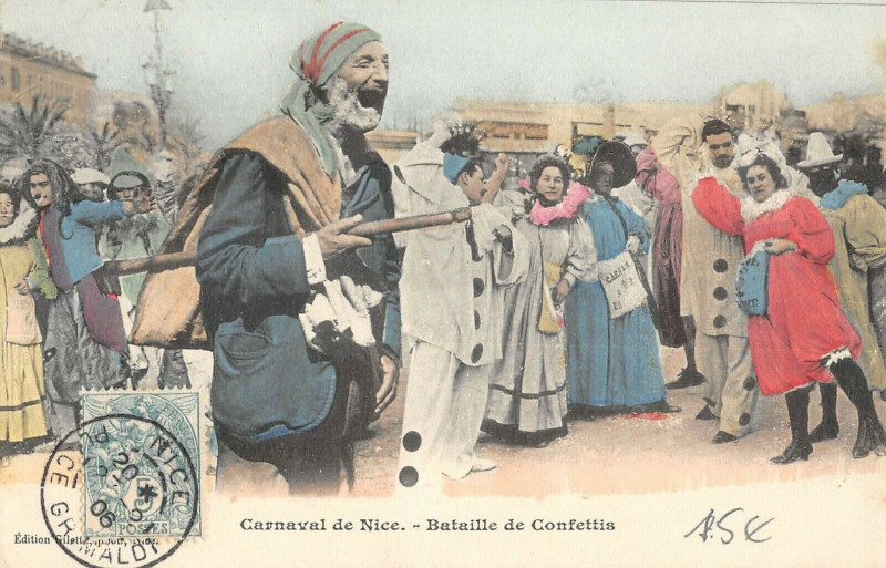 Carte postale ancienne Carnaval De Nice Bataille De Confettis à Nice