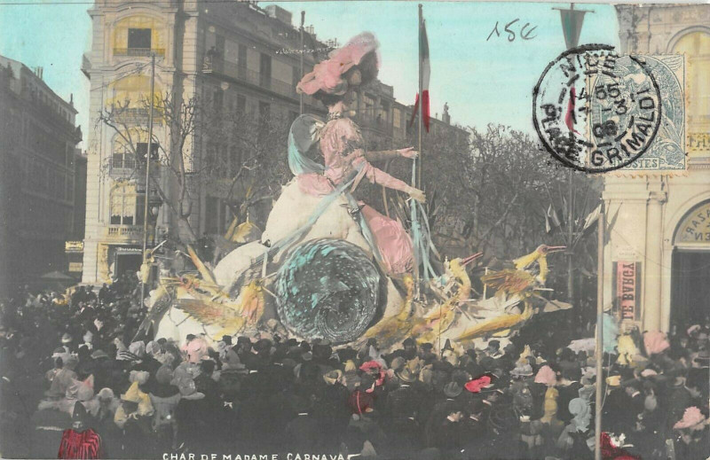 Carte postale ancienne Carnaval De Nice Carte Photo Char De Madame Carnaval à Nice