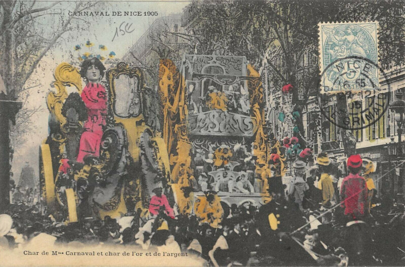 Carte postale ancienne Carnaval De Nice 1905 Char De L'Or Et De L'Argent à Nice