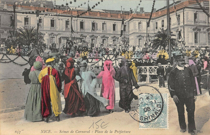 Carte postale ancienne Nie Scenes De Carnaval Place De La Prefecture