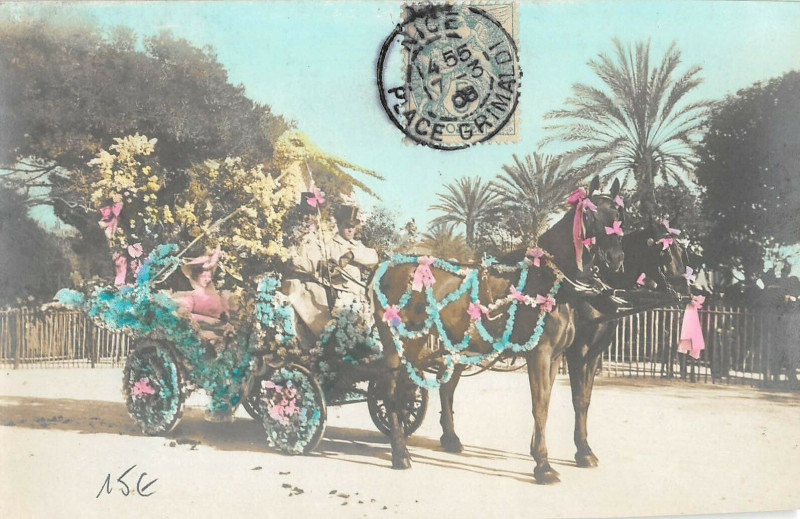 Carte postale ancienne Carte Photo Du Carnaval De Nice Char Fleuri à Nice