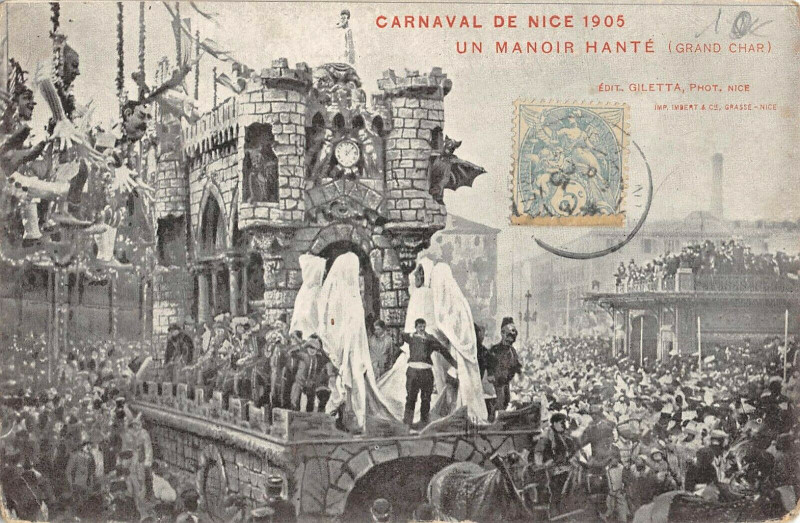 Carte postale ancienne Carnaval De Nice 1905 Un Manoir Hante Grand Char à Nice