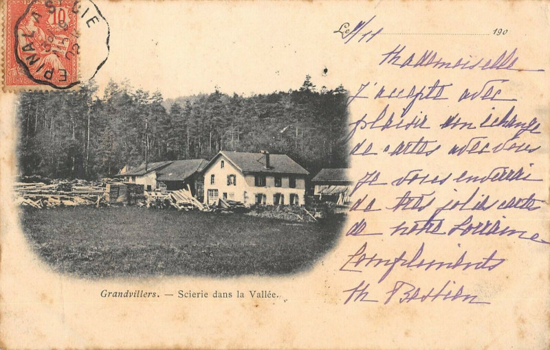 Carte postale ancienne Grandvillers Scierie Dans La Vallee à Grand