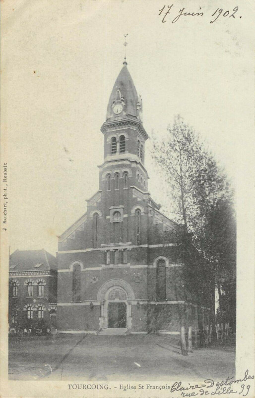 Carte postale ancienne Eglise Saint François à Tourcoing