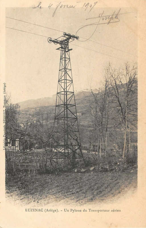 Carte postale ancienne Luzenac Un Pylone Du Tranporteur Aerien à Luzenac