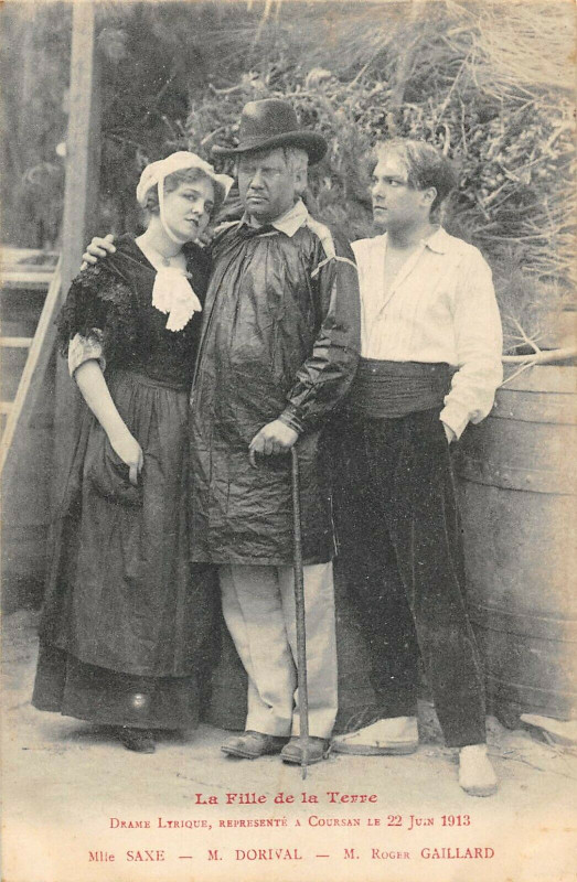 Carte postale ancienne La Fille De La Terre Drame Represente A Coursan En 1913 à Coursan