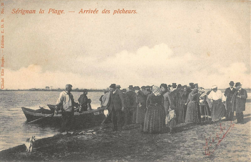 Carte postale ancienne Serignan La Plage Arrivee Des Pecheurs