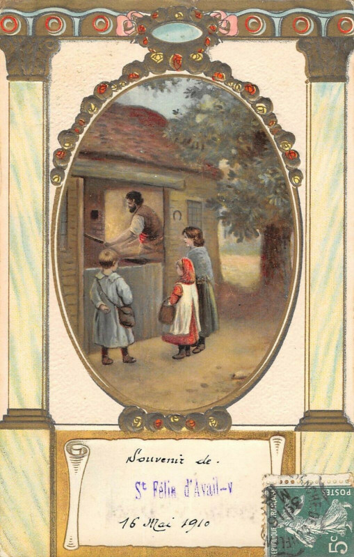 Carte postale ancienne Cpa Fantaisie Souvenir De Saint Feliu D'Avail 16 Mai 1910