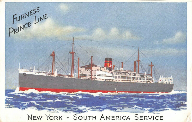 Carte postale ancienne Marine Paquebot Furness Prince Line New York South America Service