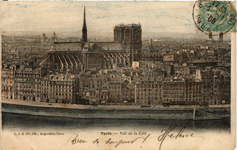 Carte postale ancienne Paris 4e Vue de la Cité à Paris 4e