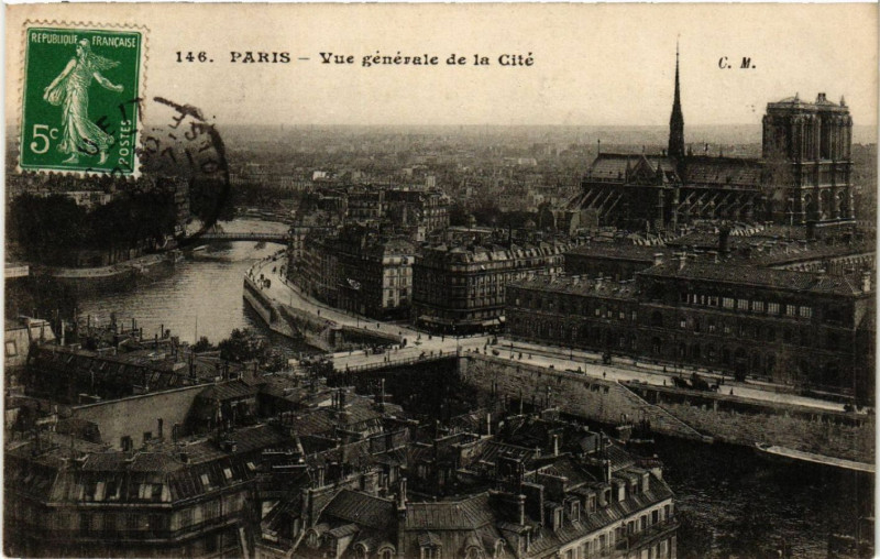 Carte postale ancienne Paris 4e Vue générale de la Cité à Paris 4e