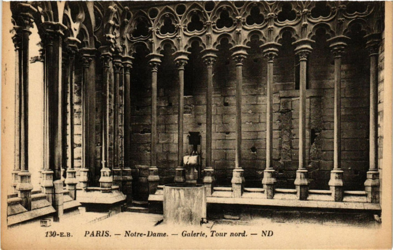 Carte postale ancienne Paris 4e Notre-Dame - Galerie Tour nord à Paris 4e