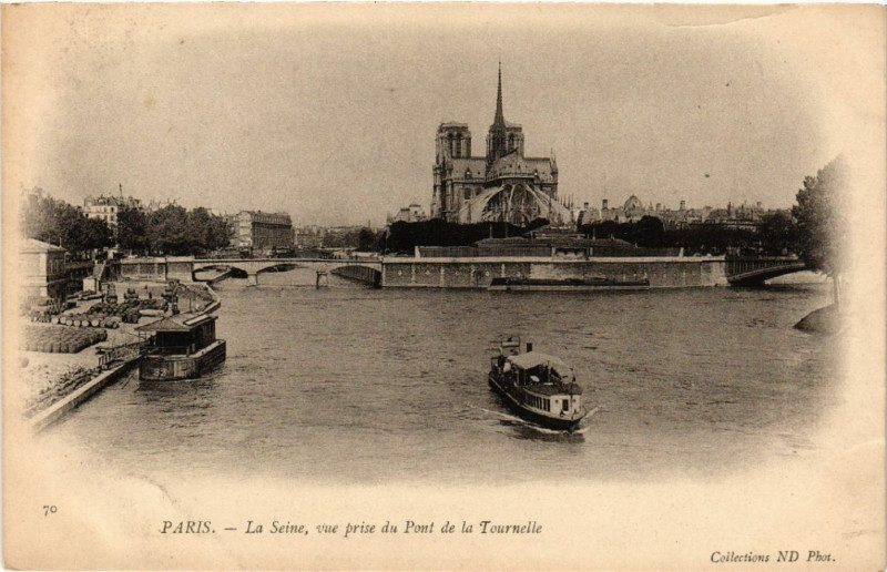 Carte postale ancienne Paris 4e La Seine vue prise du Pont de la Tournelle à Paris 4e