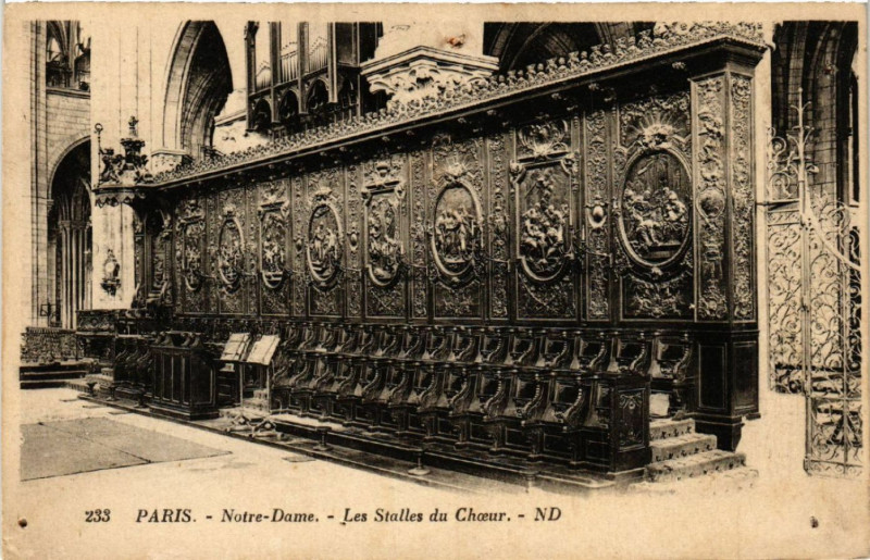 Carte postale ancienne Paris 4e Notre-Dame - Les Stalles du Choeur à Paris 4e
