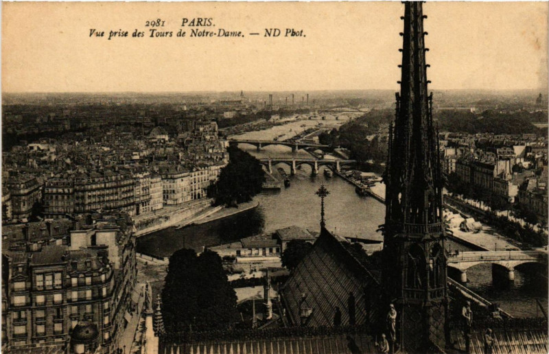 Carte postale ancienne Paris 4e Vue prise des Tours de Notre Dame. à Paris 4e