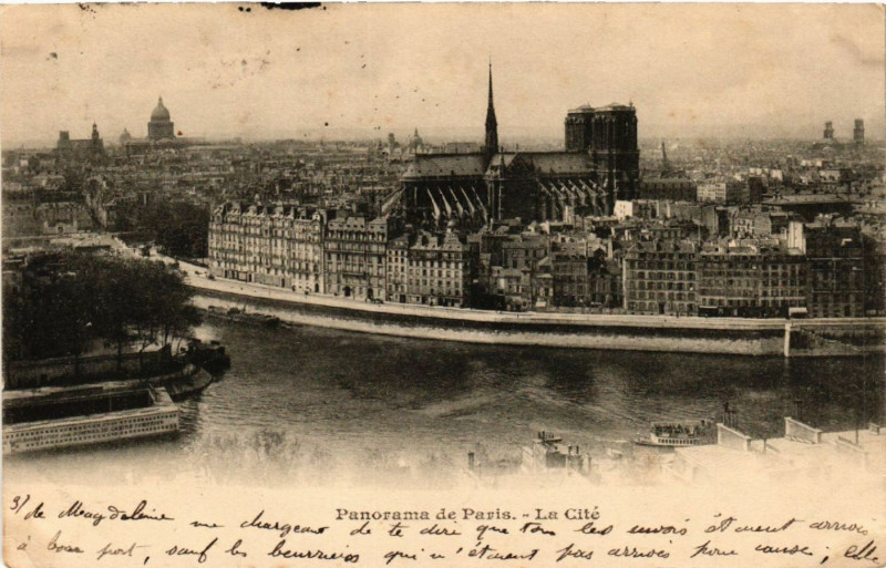 Carte postale ancienne Paris 4e Panorama de Paris. - La Cité à Paris 4e