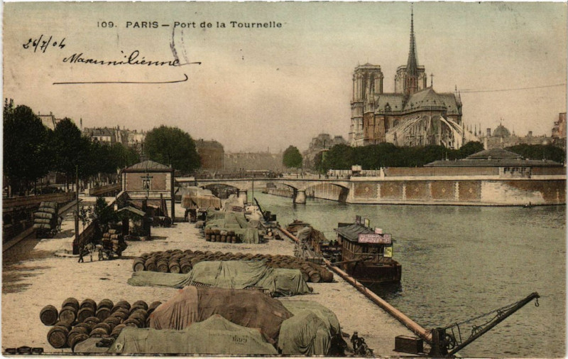 Carte postale ancienne Paris 4e Port de la Tournelle à Paris 4e