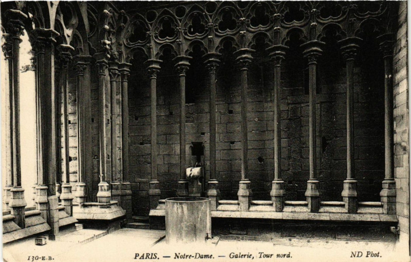 Carte postale ancienne Paris 4e Notre-Dame - Galerie Tour Nord à Paris 4e