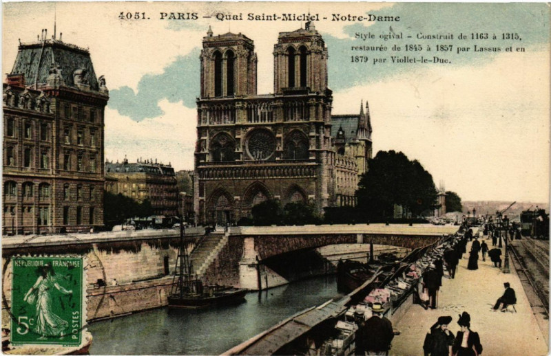 Carte postale ancienne Paris 4e Quai Saint-Michel-Notre Dame à Paris 4e