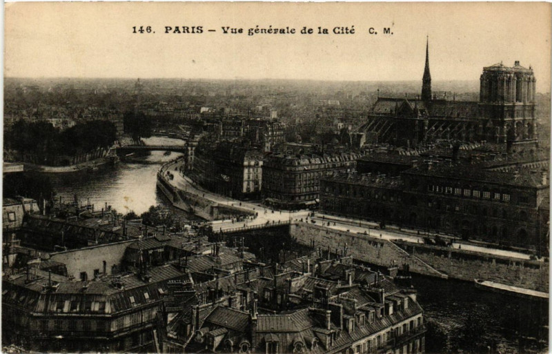 Carte postale ancienne Paris 4e Vue générale de la Cité à Paris 4e
