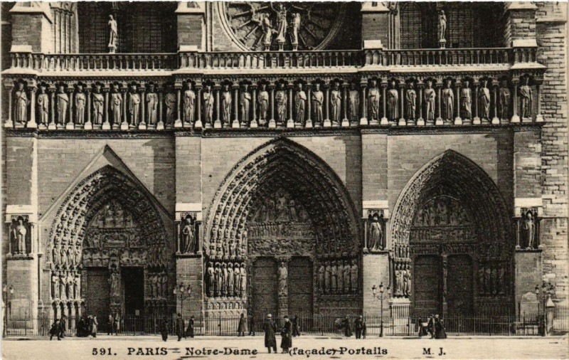 Carte postale ancienne Paris 4e Notre Dame Portails à Paris 4e