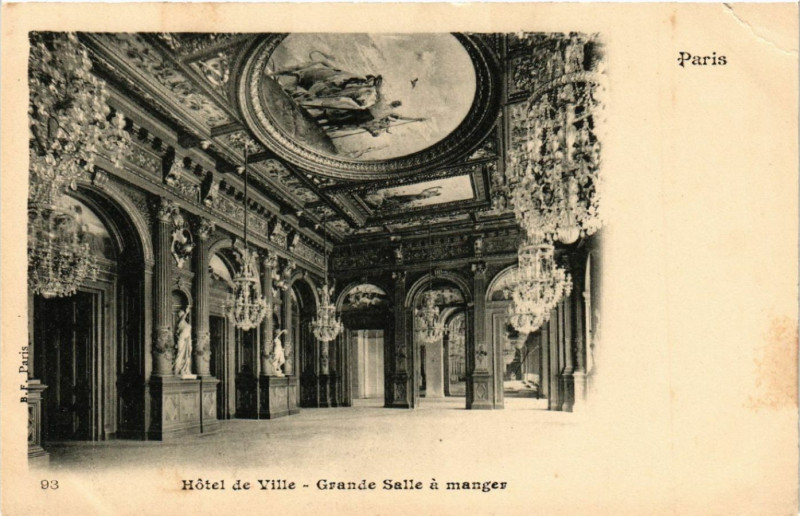 Carte postale ancienne Paris 4e Hotel de Ville-Grande Salle a manger à Paris 4e