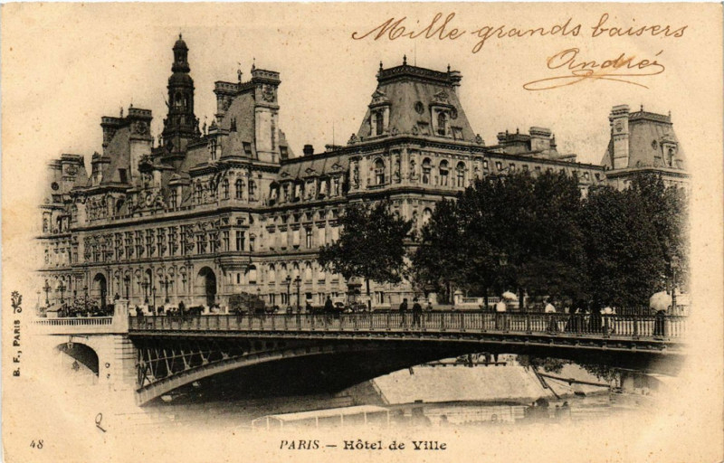 Carte postale ancienne Paris 4e Hotel de Ville à Paris 4e