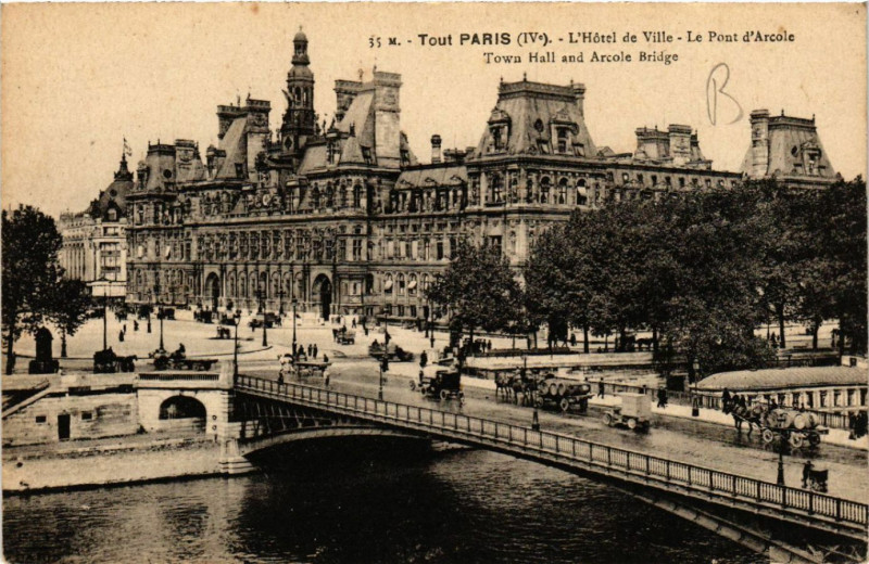 Carte postale ancienne Tout Paris (4e) L'Hotel de Ville. Le Pont d'Arcole à Paris 4e