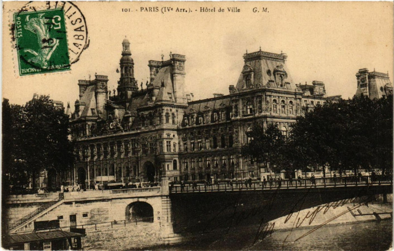 Carte postale ancienne Paris 4e Hotel de Ville à Paris 4e
